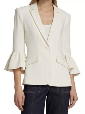NWT Cinq à Sept Madeline Bell-Sleeve White Blazer Size 4